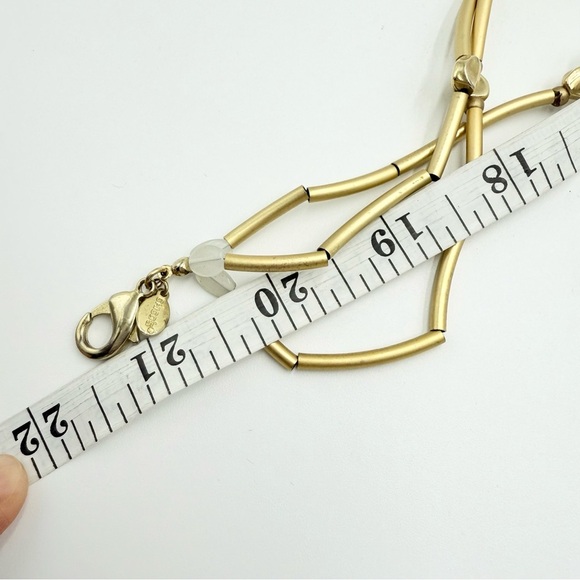 Chico’s Layered Matte Gold-Tone Necklace with Milky Quartz & Wavy Tube Chain - Picture 7 of 7